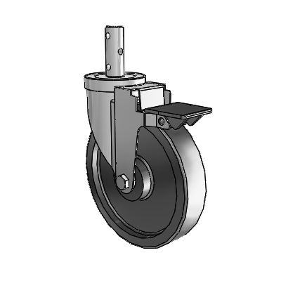 S30 Series Round Stem Stainless Steel Swivel Caster with 6 x 1.25 Polyolefin Wheel and PosiLoc Brake