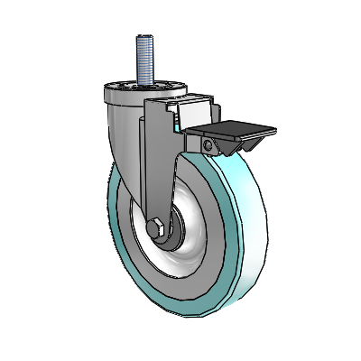 S30 Series Threaded Stem Stainless Steel Swivel Caster with 6 x 1.25 Advantage Health Wheel and PosiLoc Brake