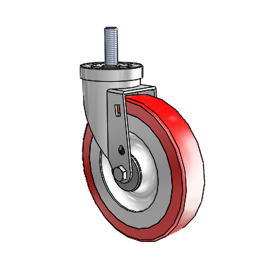 S30 Series Threaded Stem Stainless Steel Swivel Caster with 6 x 1.25 Advantage Heat (Flat) Wheel