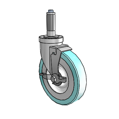 S30 Series Expanding Adapter Stainless Steel Swivel Caster with 6 x 1.25 Advantage Health Wheel and VertiLoc Brake