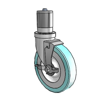 S30 Series Expanding Adapter Stainless Steel Swivel Caster with 6 x 1.25 Advantage Health Wheel and VertiLoc Brake