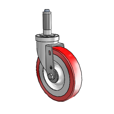 S30 Series Expanding Adapter Stainless Steel Swivel Caster with 6 x 1.25 Advantage Heat (Flat) Wheel