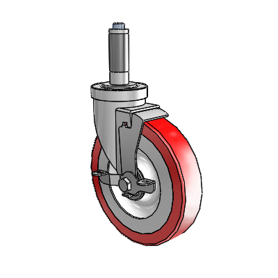 S30 Series Expanding Adapter Stainless Steel Swivel Caster with 6 x 1.25 Advantage Heat (Flat) Wheel and VertiLoc Brake