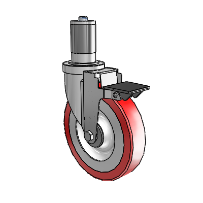 S30 Series Expanding Adapter Stainless Steel Swivel Caster with 6 x 1.25 Advantage Heat (Flat) Wheel and PosiLoc Brake