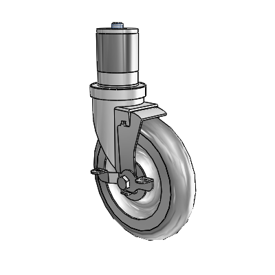 S30 Series Expanding Adapter Stainless Steel Swivel Caster with 6 x 1.25 Advantage TPR (Round) Wheel and VertiLoc Brake