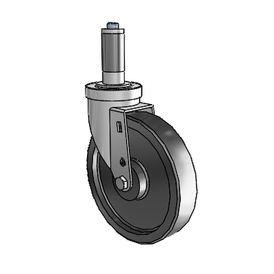 Roulette pivotante en acier inoxydable avec adaptateur extensible de la série S30, équipée d'une roue en polyoléfine de 6 x 1,25