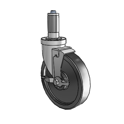 S30 Series Expanding Adapter Stainless Steel Swivel Caster with 6 x 1.25 Polyolefin Wheel and VertiLoc Brake