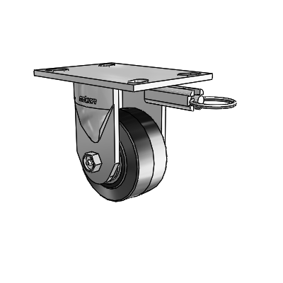 6 Series Kingpinless Casters Top Plate Rigid Caster with 4 x 2 Performa Rubber (Flat/Black) Wheel