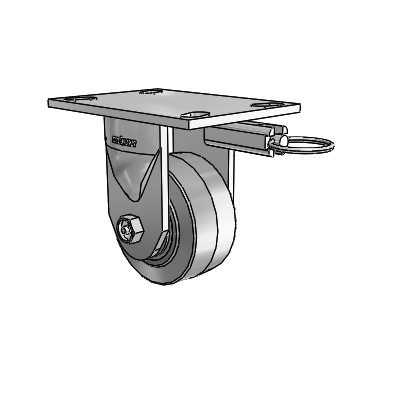 6 Series Kingpinless Casters Top Plate Rigid Caster with 4 x 2 Performa Rubber (Flat/Grey) Wheel