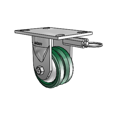 6 Series Kingpinless Casters Top Plate Rigid Caster with 4 x 2 V-Groove Wheel