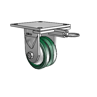 6 Series Kingpinless Casters Top Plate Rigid Caster with 4 x 2 V-Groove Wheel