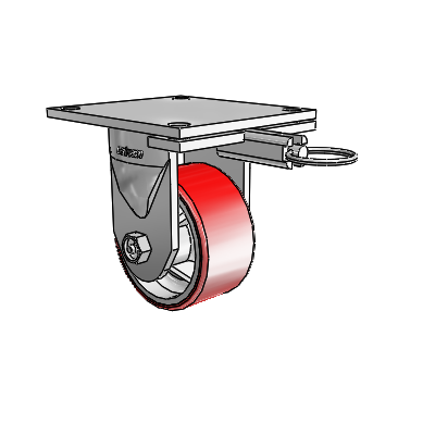 6 Series Kingpinless Casters Top Plate Rigid Caster with 4 x 2 Moldon Polyurethane (Cast Iron Core) Wheel