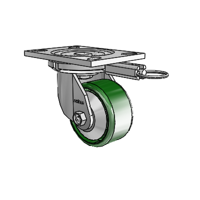6 Series Casters Top Plate Swivel Zinc Caster with 4 x 2 Green Cast Iron Wheel