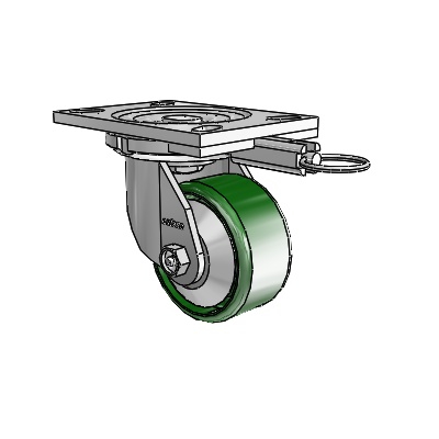 6 Series Casters Top Plate Swivel Zinc Caster with 4 x 2 Green Cast Iron Wheel