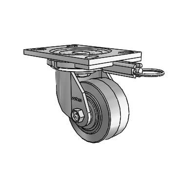 6 Series Casters Top Plate Swivel Zinc Caster with 4 x 2 Grey on Grey Performa Rubber (Flat/Grey) Wheel
