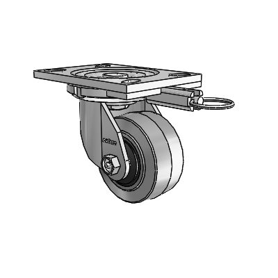 6 Series Casters Top Plate Swivel Zinc Caster with 4 x 2 Grey on Grey Performa Rubber (Flat/Conductive) Wheel