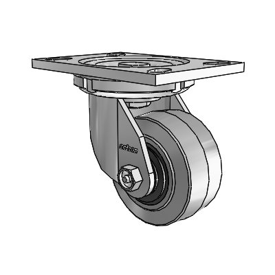 6 Series Casters Top Plate Swivel Zinc Caster with 4 x 2 Grey on Grey Performa Rubber (Flat/Conductive) Wheel