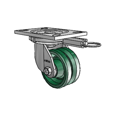6 Series Casters Top Plate Swivel Zinc Caster with 4 x 2 Green V-Groove Wheel