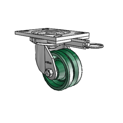 6 Series Casters Top Plate Swivel Zinc Caster with 4 x 2 Green V-Groove Wheel