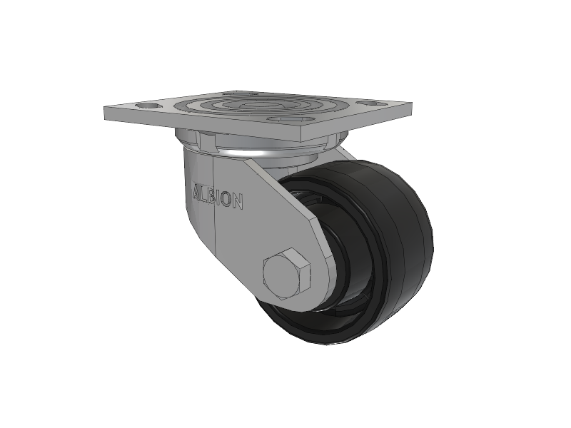 16 Series Top Plate Swivel Caster with 3.25 x 2 Black Nylon NG - Maxim Nylon Wheel
