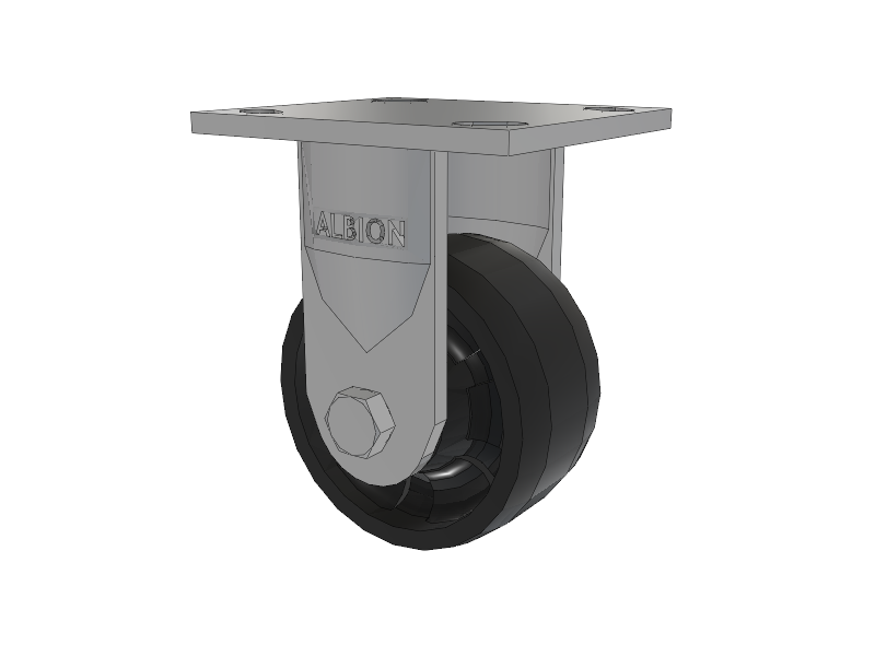 16 Series Top Plate Rigid Caster with 4 x 2 Black Nylon NG - Maxim Nylon Wheel
