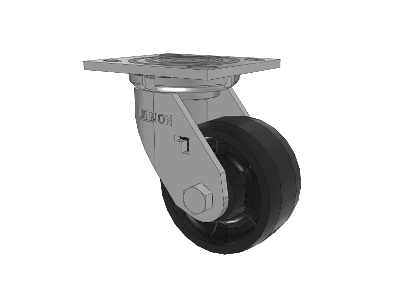 16 Series Top Plate Swivel Caster with 4 x 2 Black Nylon NG - Maxim Nylon Wheel