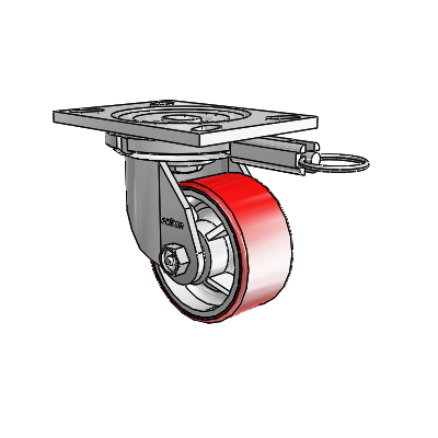 6 Series Casters Top Plate Swivel Zinc Caster with 4 x 2 Maroon on Silver Moldon Polyurethane (Cast Iron Core) Wheel