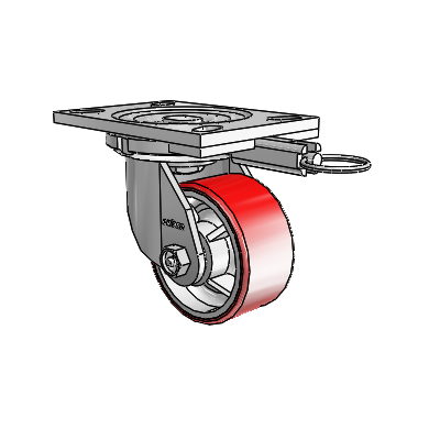 6 Series Casters Top Plate Swivel Zinc Caster with 4 x 2 Maroon on Silver Moldon Polyurethane (Cast Iron Core) Wheel