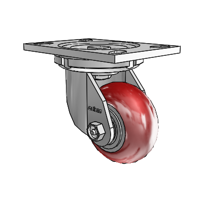 6 Series Casters Top Plate Swivel Zinc Caster with 4 x 2 Maroon on Silver CG Max Maroon Wheel