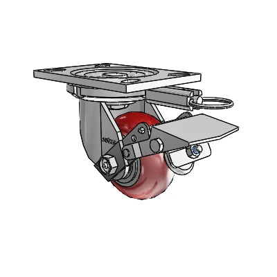 6 Series Casters Top Plate Swivel Zinc Caster with 4 x 2 Maroon on Silver CG Max Maroon Wheel and Tread Lock Brake