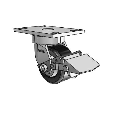 6 Series Kingpinless Casters Top Plate Swivel Caster with 4 x 2 Phenolic Wheel and Tread Lock Brake