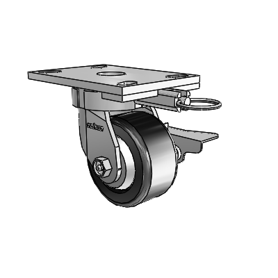 6 Series Kingpinless Casters Top Plate Swivel Caster with 4 x 2 Phenolic Wheel and Side Lock Brake