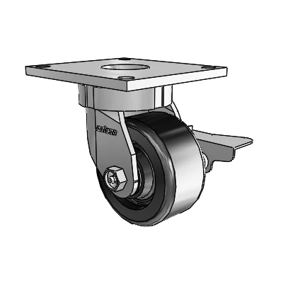6 Series Kingpinless Casters Top Plate Swivel Caster with 4 x 2 Phenolic Wheel and Side Lock Brake