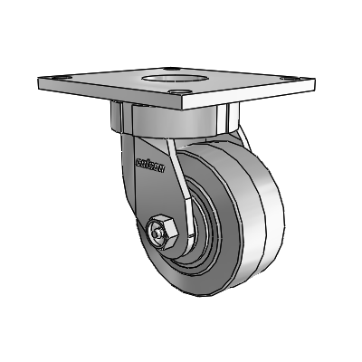 6 Series Kingpinless Casters Top Plate Swivel Caster with 4 x 2 Performa Rubber (Flat/Grey) Wheel