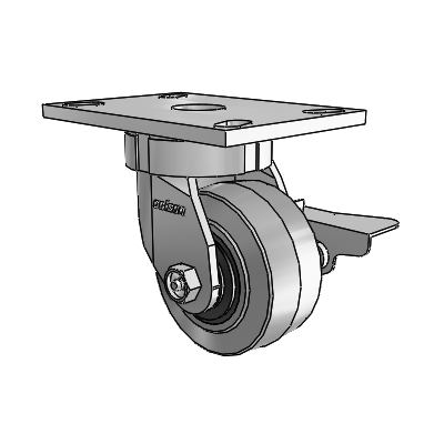 6 Series Kingpinless Casters Top Plate Swivel Caster with 4 x 2 Performa Rubber (Flat/Conductive) Wheel and Side Lock Brake