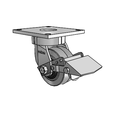 6 Series Kingpinless Casters Top Plate Swivel Caster with 4 x 2 Performa Rubber (Flat/Conductive) Wheel and Tread Lock Brake