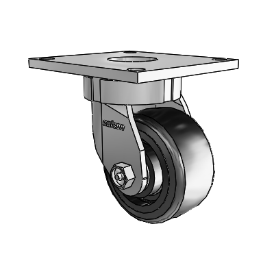 Roulettes de la série 6 sans pivot central – Roulette pivotante à plaque supérieure équipée de 4 roues Trans-forma LT (plates) disposées en 2 rangées