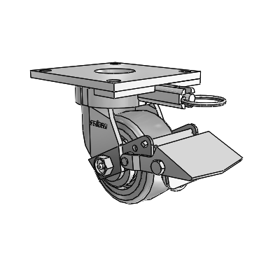6 Series Kingpinless Casters Top Plate Swivel Caster with 4 x 2 Trans-forma (Flat) Wheel and Tread Lock Brake