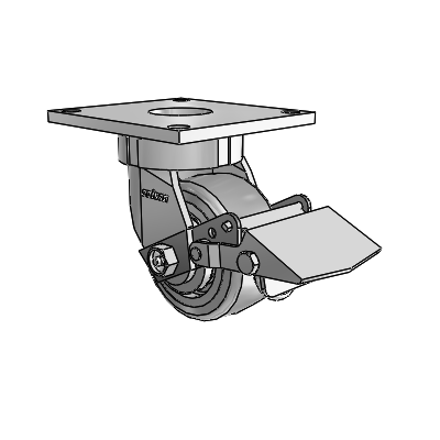 6 Series Kingpinless Casters Top Plate Swivel Caster with 4 x 2 Trans-forma HD (Flat) Wheel and Tread Lock Brake