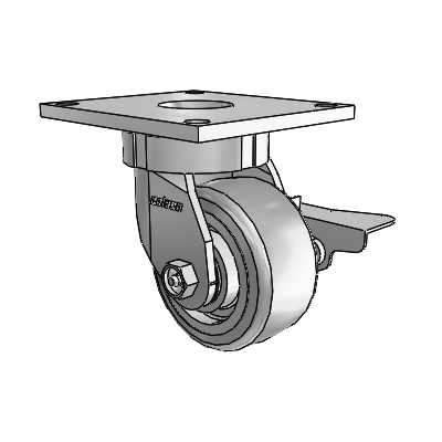 6 Series Kingpinless Casters Top Plate Swivel Caster with 4 x 2 Trans-forma HD (Flat) Wheel and Side Lock Brake