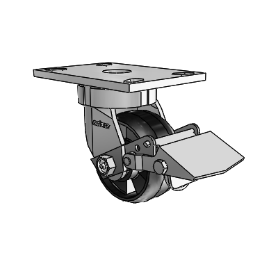 6 Series Kingpinless Casters Top Plate Swivel Caster with 4 x 2 Maxim Wheel and Tread Lock Brake