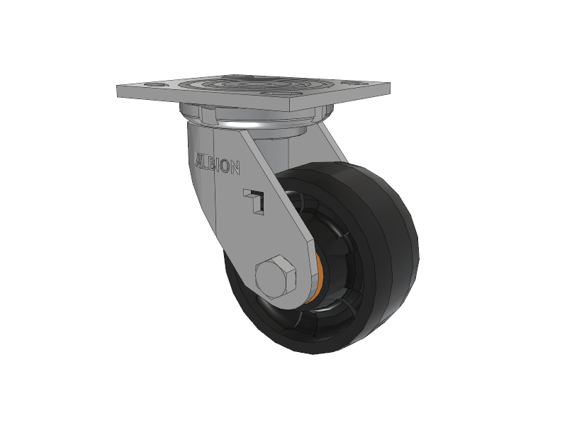 16 Series Top Plate Swivel Caster with 4 x 2 Black Nylon NG - Maxim Nylon Wheel