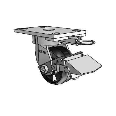 6 Series Kingpinless Casters Top Plate Swivel Caster with 4 x 2 Maxim Wheel and Tread Lock Brake