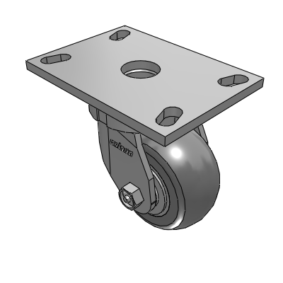 6 Series Kingpinless Casters Top Plate Swivel Caster with 4 x 2 Performa Rubber (Round) Wheel