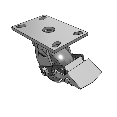 6 Series Kingpinless Casters Top Plate Swivel Caster with 4 x 2 Performa Rubber (Round) Wheel and Tread Lock Brake