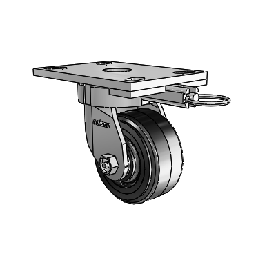 6 Series Kingpinless Casters Top Plate Swivel Caster with 4 x 2 MR - Moldon Rubber (Cast Iron Core) Wheel