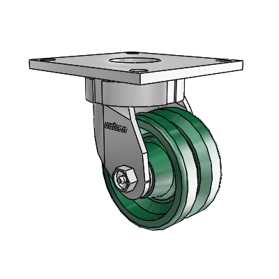 6 Series Kingpinless Casters Top Plate Swivel Caster with 4 x 2 V-Groove Wheel