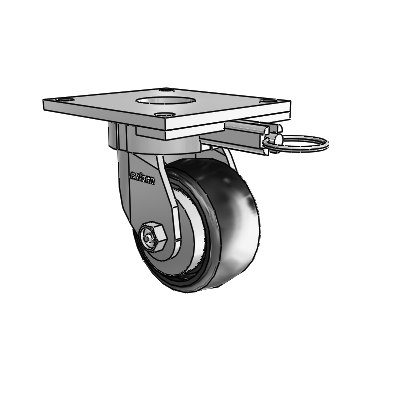 6 Series Kingpinless Casters Top Plate Swivel Caster with 4 x 2 Endura Solid Elastomer Wheel