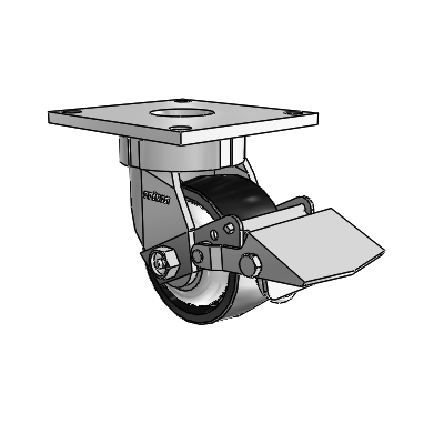 6 Series Kingpinless Casters Top Plate Swivel Caster with 4 x 2 Polyolefin Wheel and Tread Lock Brake