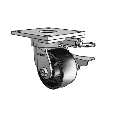 6 Series Kingpinless Casters Top Plate Swivel Caster with 4 x 2 Polyolefin Wheel and Side Lock Brake